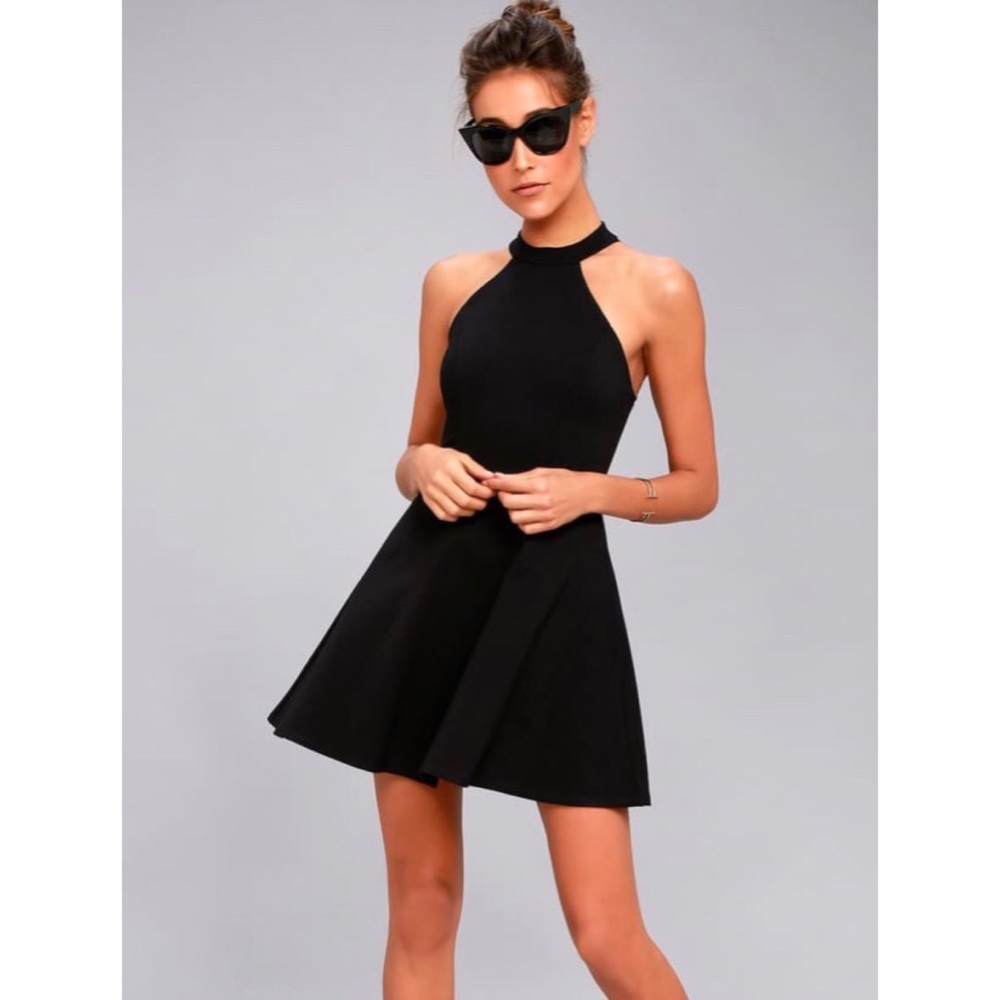 Lulu’s Hometown Girl Black Lace Skater Dress